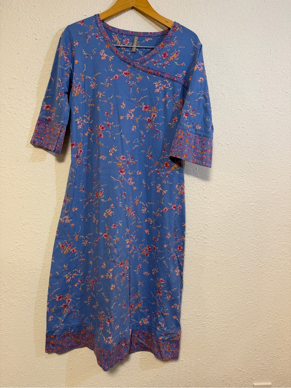 Hanna Anderson Blue Floral Midi Nightgown with Pink Accent medium